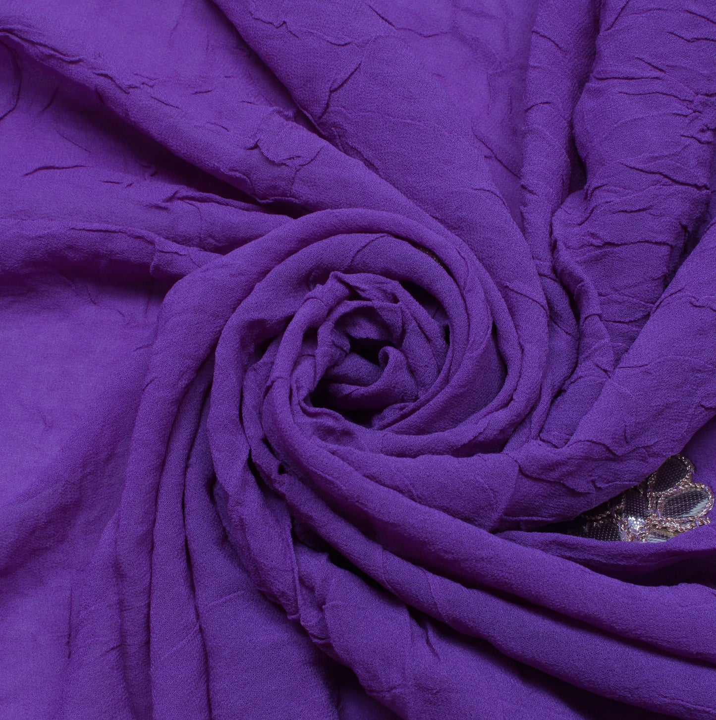 Sushila Vintage Purple Sari Remnant Scrap Pure Georgette Silk Craft Fabric