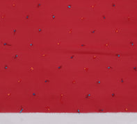 Sushila Vintage Red Indian Sari Remnant Scrap Blend Georgette Silk Craft Fabric