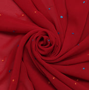 Sushila Vintage Red Indian Sari Remnant Scrap Blend Georgette Silk Craft Fabric