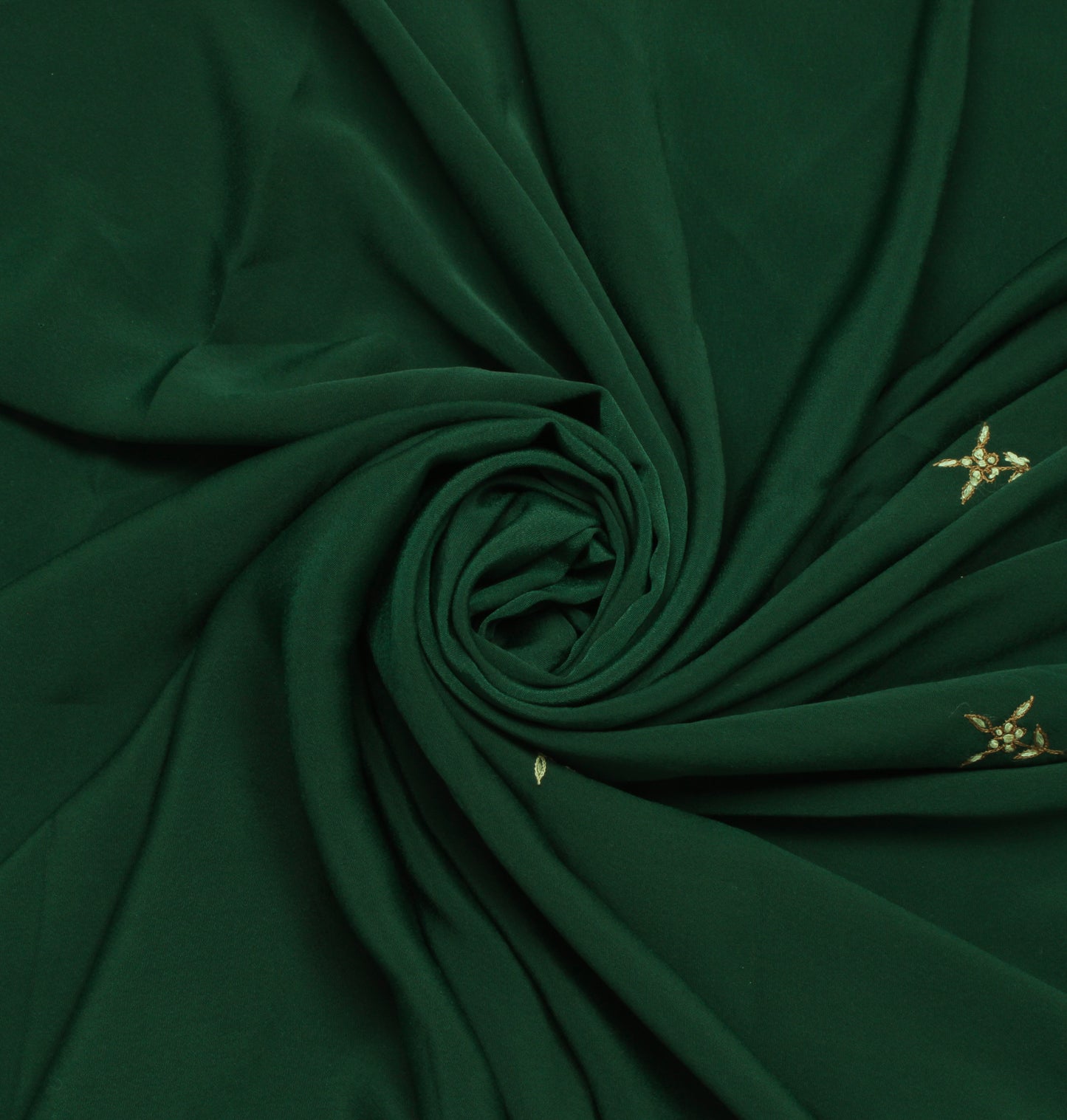 Sushila Vintage Green Sari Remnant Scrap Blend Crepe Embroidered Craft Fabric