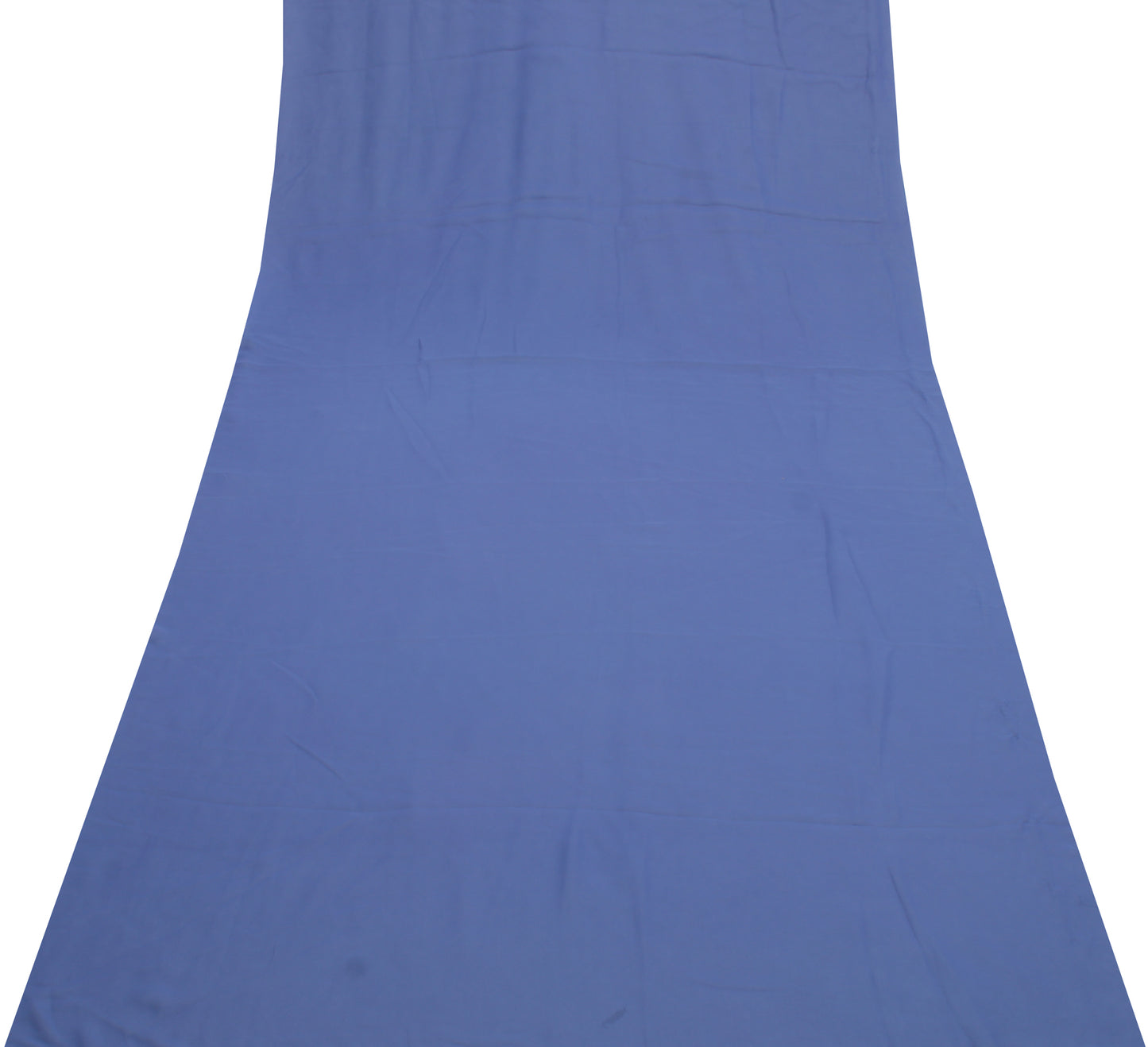 Sushila Vintage Blue Indian Sari Remnant Scrap Blend Georgette Silk Craft Fabric