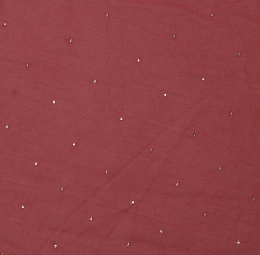 Sushila Vintage Maroon Sari Remnant Scrap Blend Georgette Silk Craft Fabric