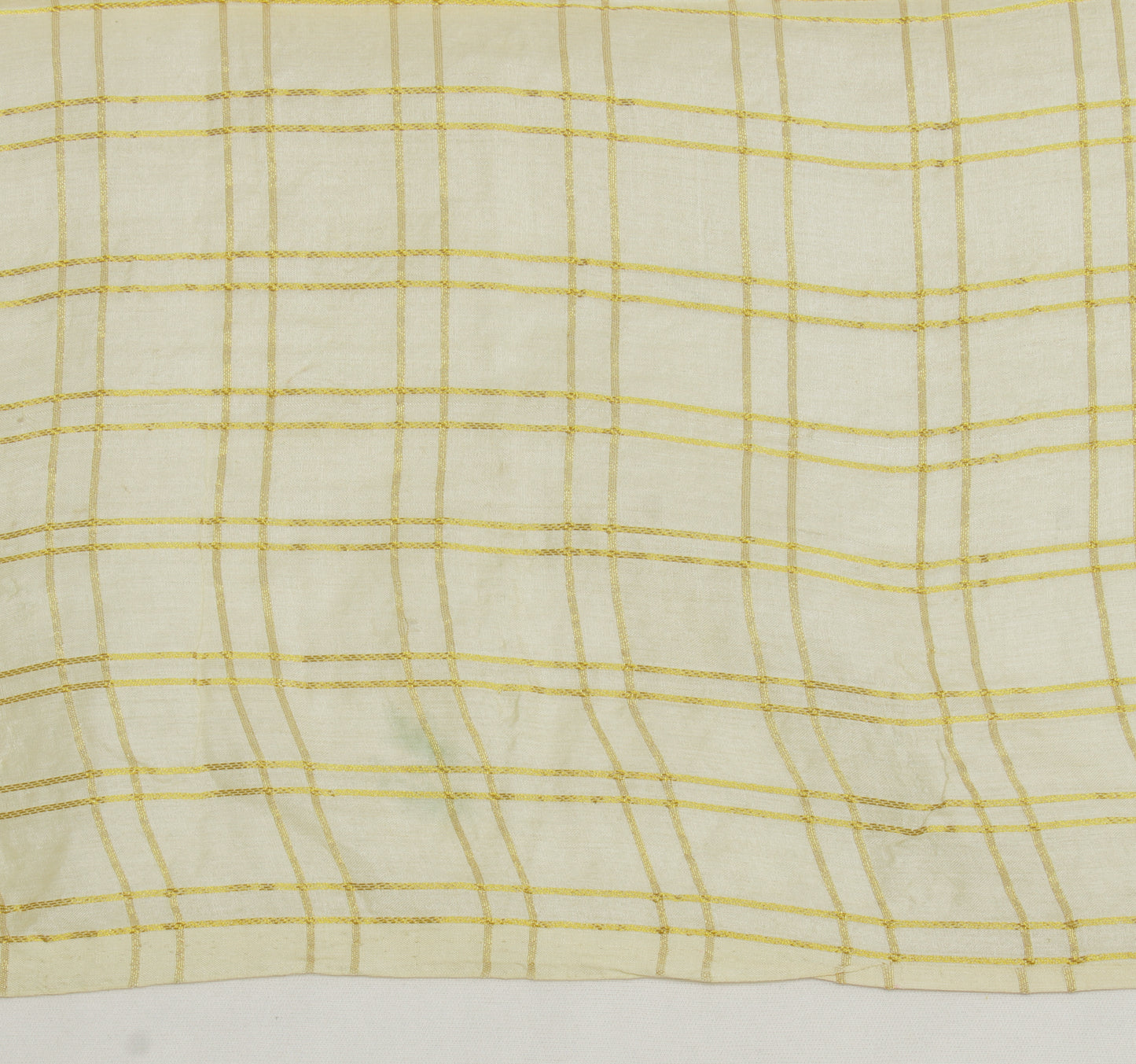 Sushila Vintage Cream Sari Remnant Scrap 100% Pure Silk Woven Craft Fabric