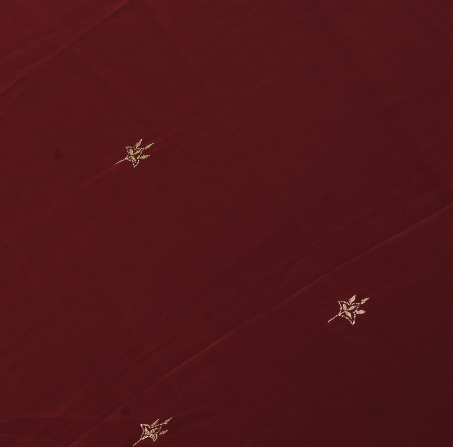 Sushila Vintage Maroon Sari Remnant Scrap Blend Crepe Embroidered Craft Fabric