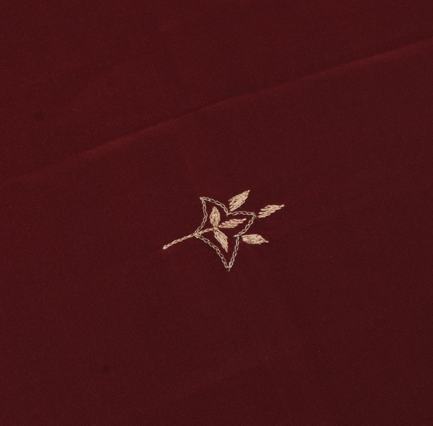 Sushila Vintage Maroon Sari Remnant Scrap Blend Crepe Embroidered Craft Fabric