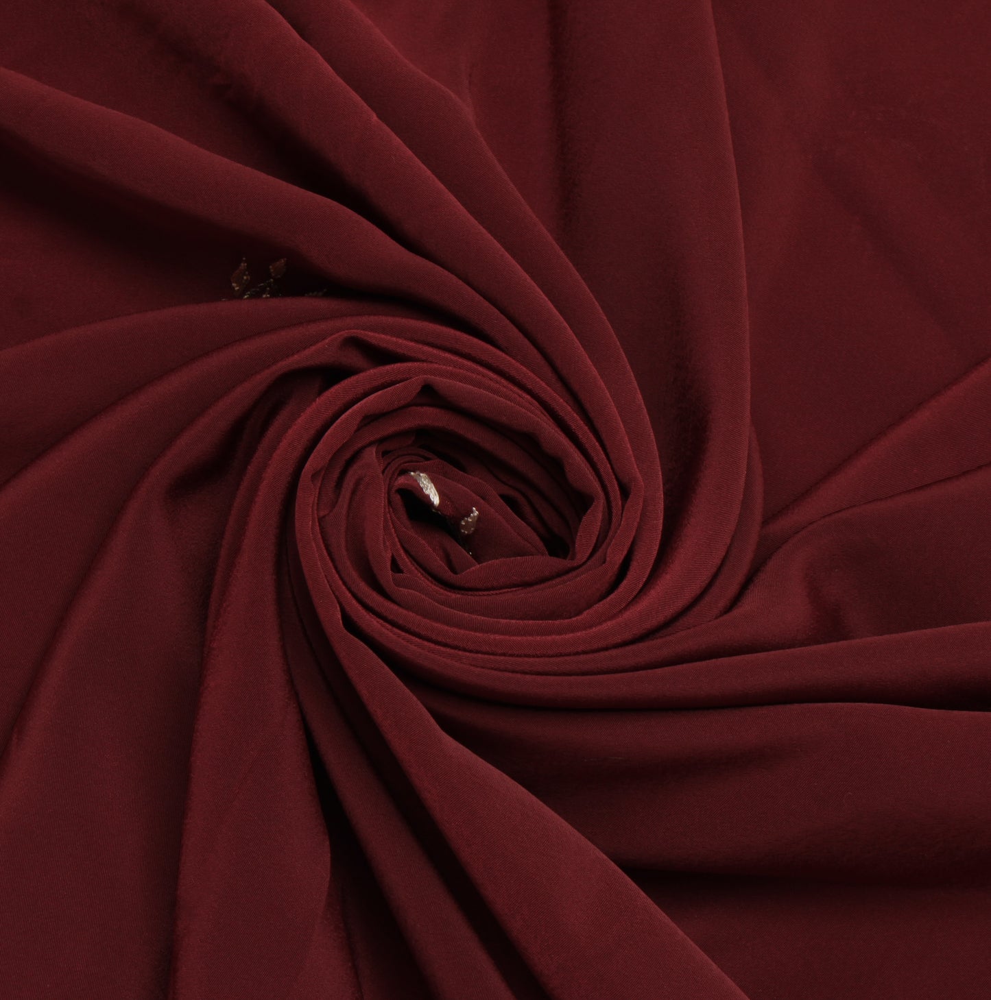 Sushila Vintage Maroon Sari Remnant Scrap Blend Crepe Embroidered Craft Fabric