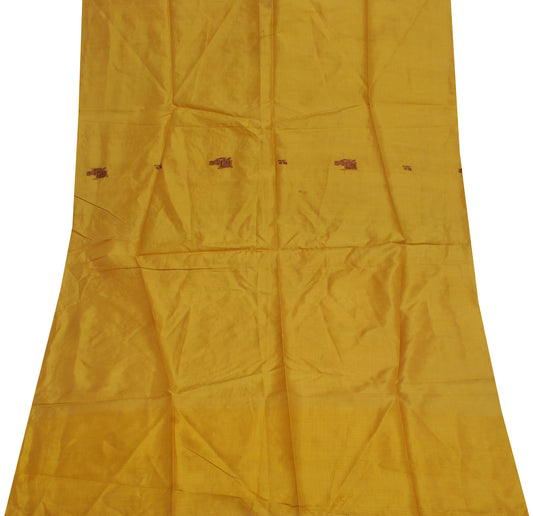 Sushila Vintage Green Sari Remnant Scrap Pure Silk Baluchari Woven Craft Fabric