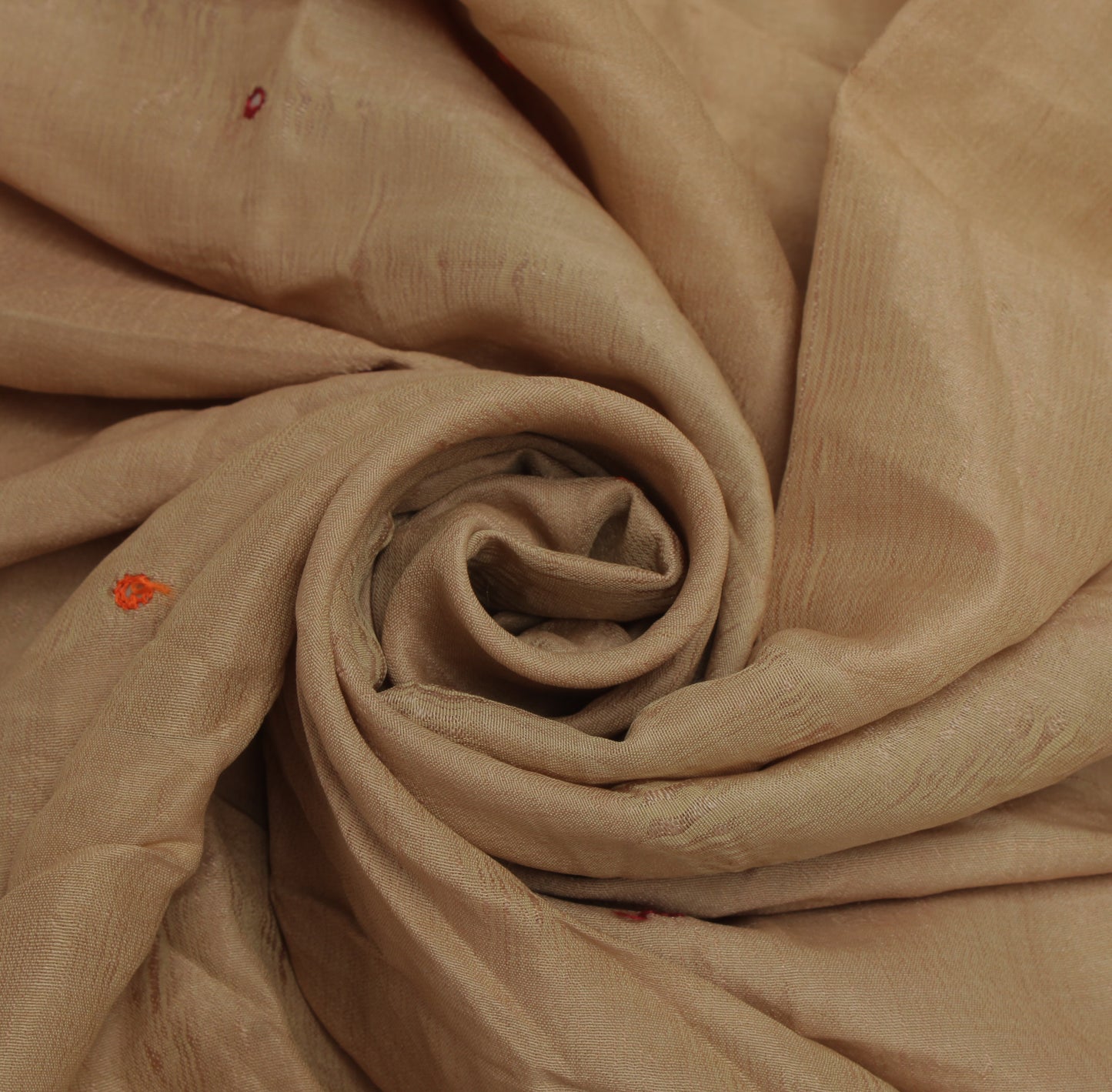 Sushila Vintage Brown Sari Remnant Scrap Pure Crepe Embroidered Craft Fabric