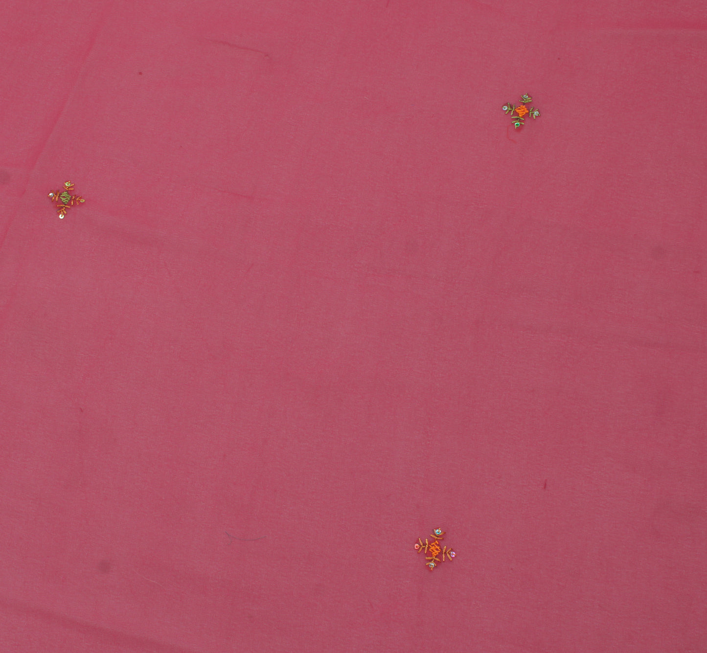 Sushila Vintage Sari Remnant Scrap Blend Georgette Embroidered Craft Fabric
