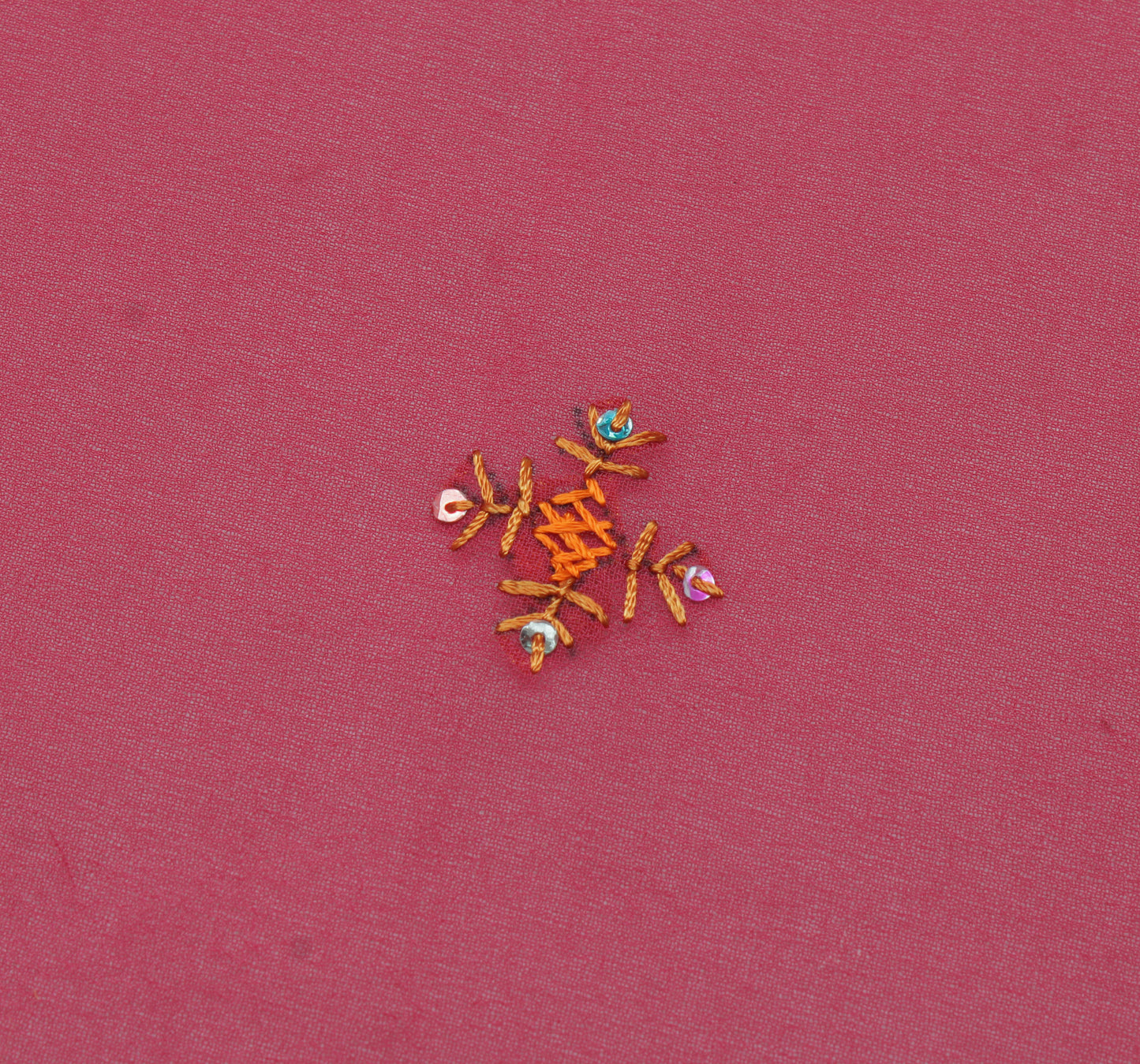 Sushila Vintage Sari Remnant Scrap Blend Georgette Embroidered Craft Fabric