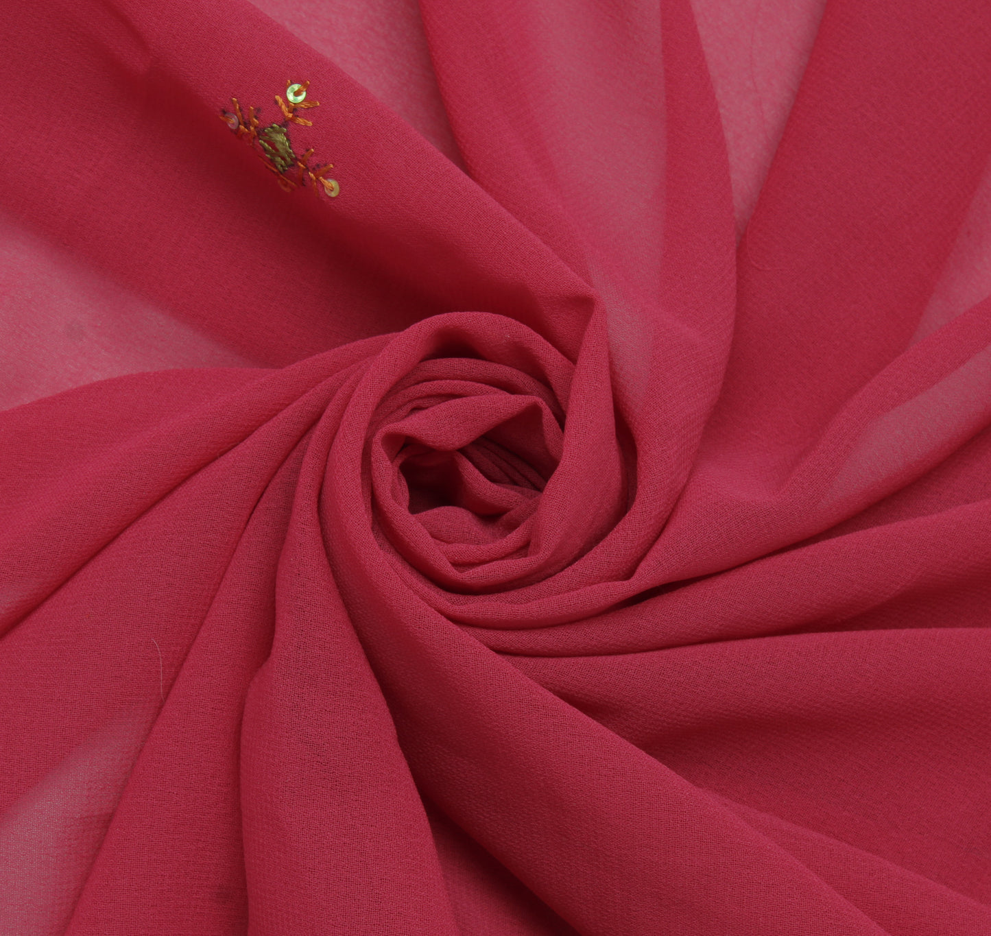 Sushila Vintage Sari Remnant Scrap Blend Georgette Embroidered Craft Fabric