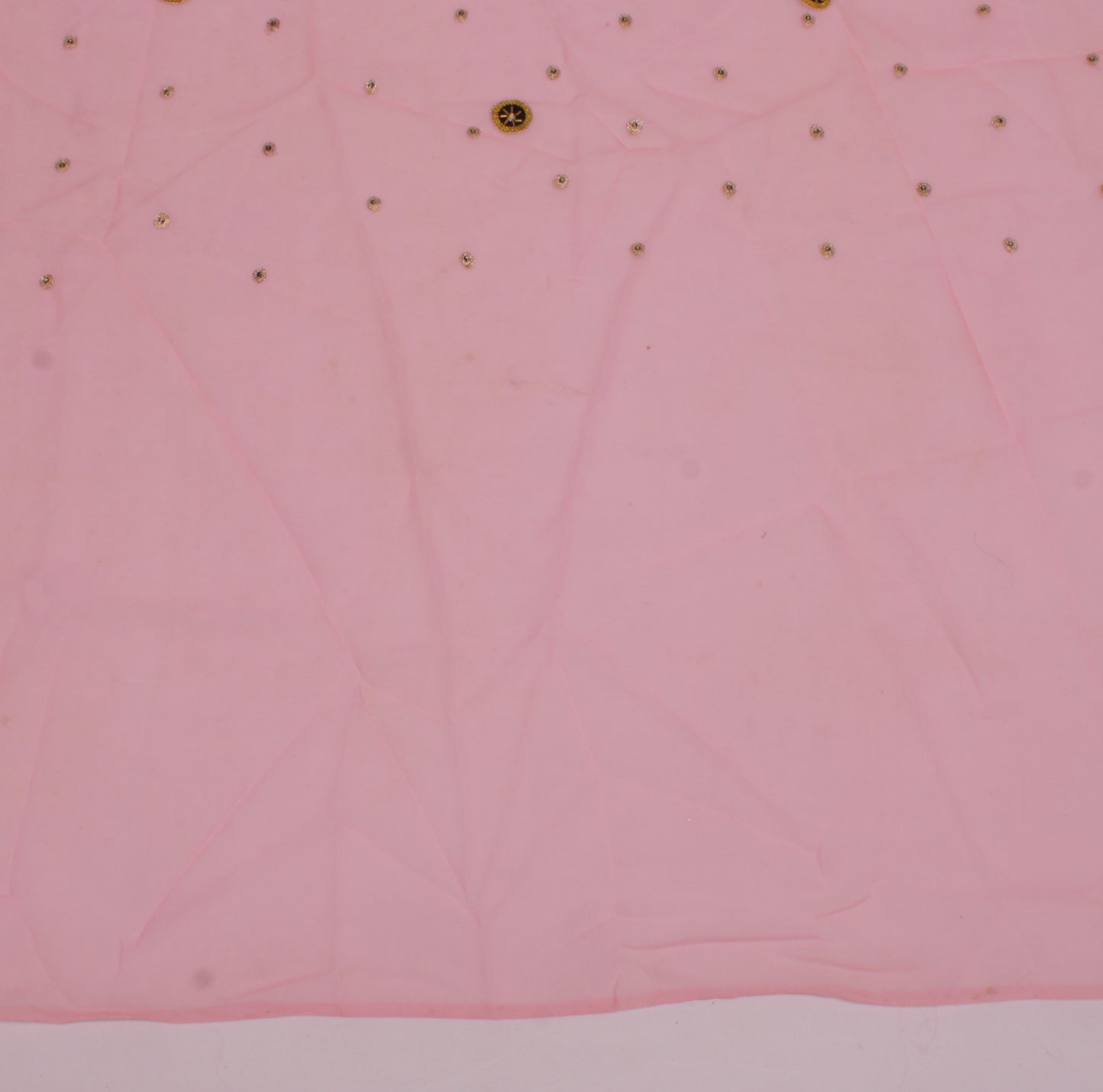 Sushila Vintage Pink Sari Remnant Scrap Blend Georgette Embroidered Craft Fabric
