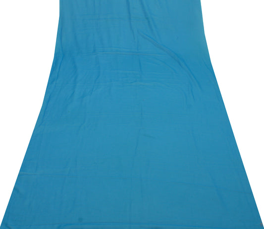 Sushila Vintage Blue Indian Sari Remnant Scrap Blend Georgette Silk Craft Fabric