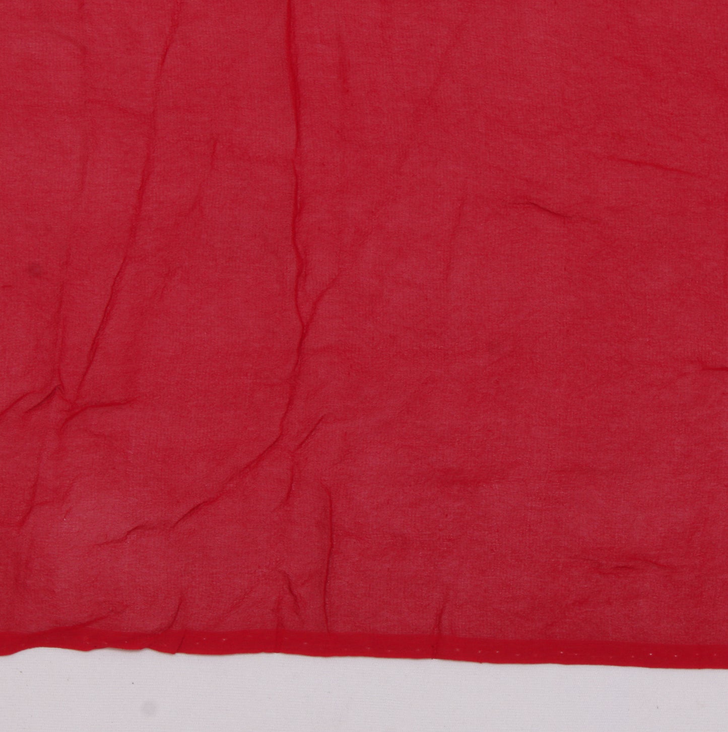 Sushila Vintage Red Sari Remnant Scrap Pure Georgette Embroidered Craft Fabric
