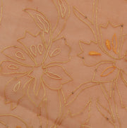 Sushila Vintage Brown Sari Remnant Scrap Pure Chiffon Embroidered Craft Fabric