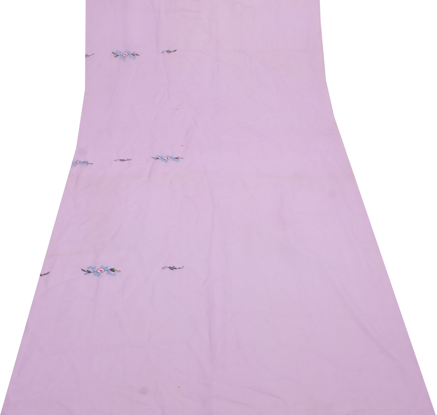 Sushila Vintage Pink Sari Remnant Scrap Blend Georgette Embroidered Craft Fabric