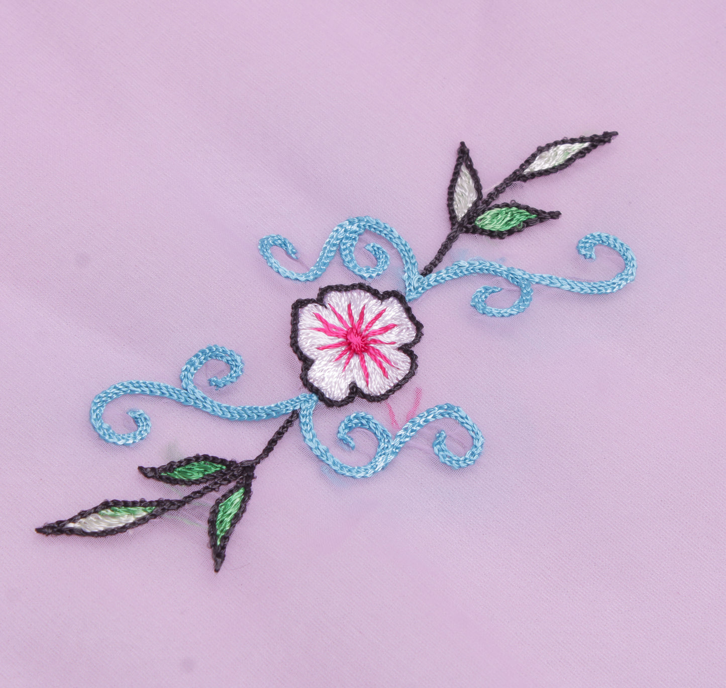 Sushila Vintage Pink Sari Remnant Scrap Blend Georgette Embroidered Craft Fabric