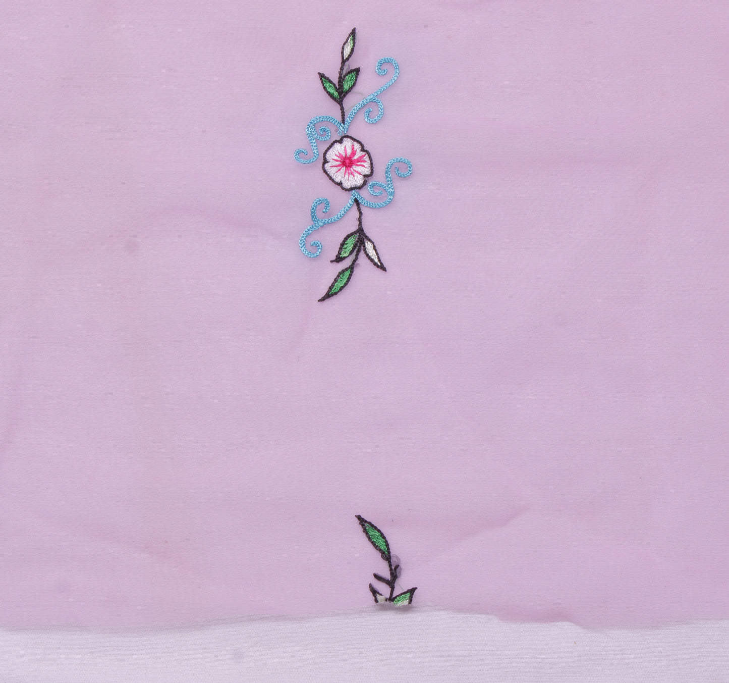 Sushila Vintage Pink Sari Remnant Scrap Blend Georgette Embroidered Craft Fabric