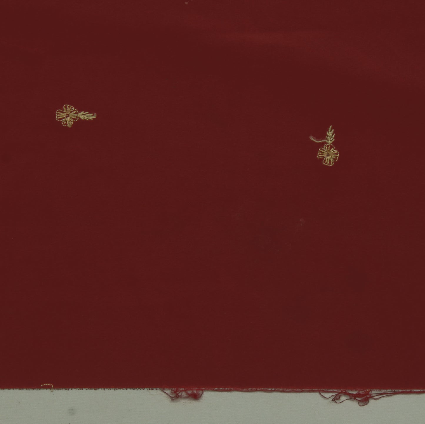 Sushila Vintage Maroon Sari Remnant Scrap Blend Crepe Embroidered Craft Fabric