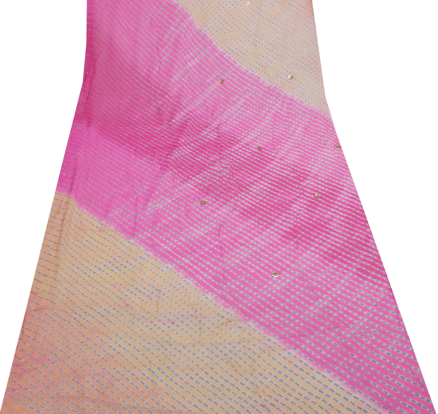 Sushila Vintage Sari Remnant Scrap Pure Georgette Silk Printed Craft Fabric