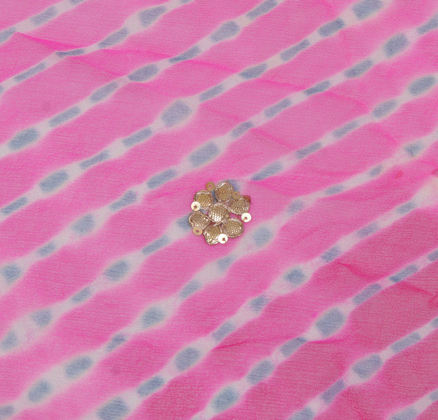 Sushila Vintage Sari Remnant Scrap Pure Georgette Silk Printed Craft Fabric