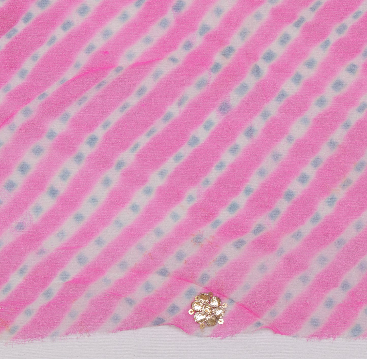 Sushila Vintage Sari Remnant Scrap Pure Georgette Silk Printed Craft Fabric