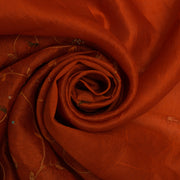 Sushila Vintage Rust Sari Remnant Scrap 100% Pure Silk Embroidered Craft Fabric