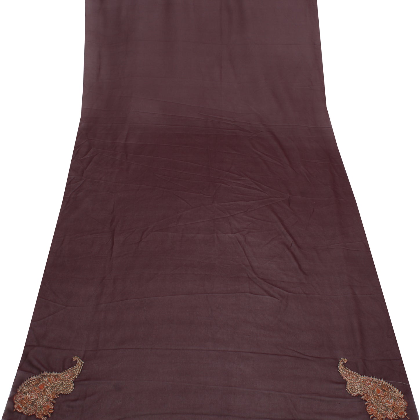 Sushila Vintage Sari Remnant Scrap Blend Georgette Silk Embroidered Craft Fabric