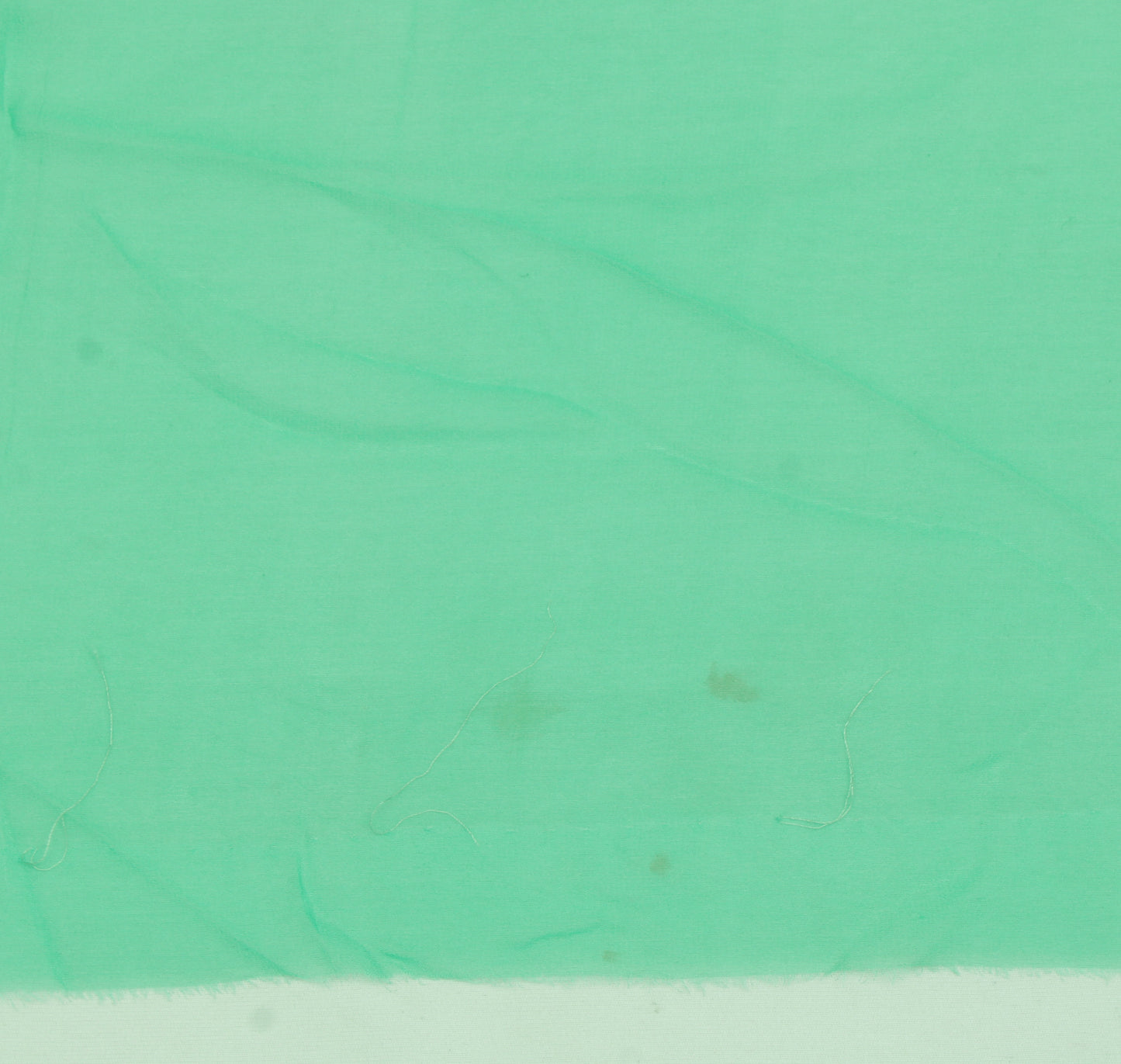 Sushila Vintage Green Indian Sari Remnant Scrap Pure Georgette Silk Craft Fabric