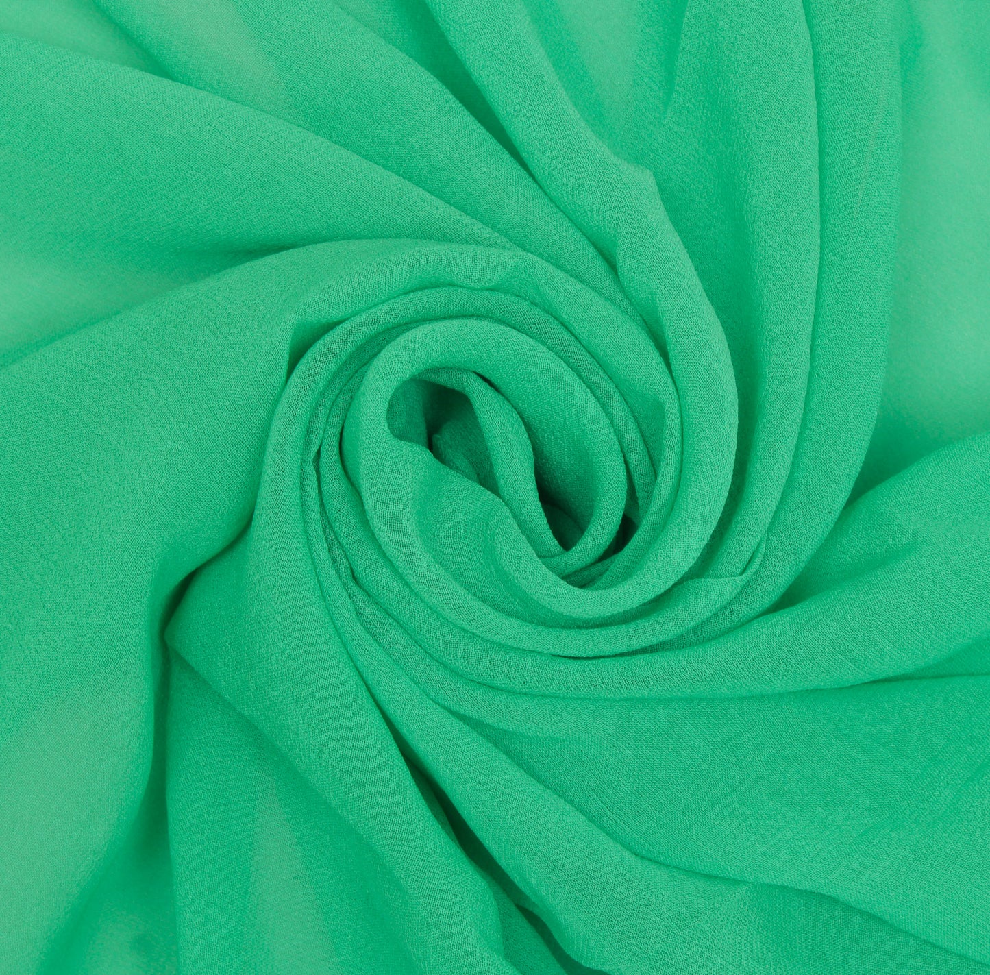 Sushila Vintage Green Indian Sari Remnant Scrap Pure Georgette Silk Craft Fabric
