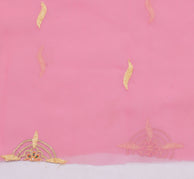 Sushila Vintage Pink Sari Remnant Scrap Blend Georgette Embroidered Craft Fabric