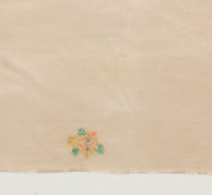 Sushila Vintage Cream Sari Remnant Scrap Pure Cotton Embroidered Craft Fabric