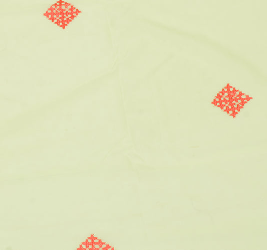 Sushila Vintage Yellow Sari Remnant Scrap Blend Georgette Silk Craft Fabric
