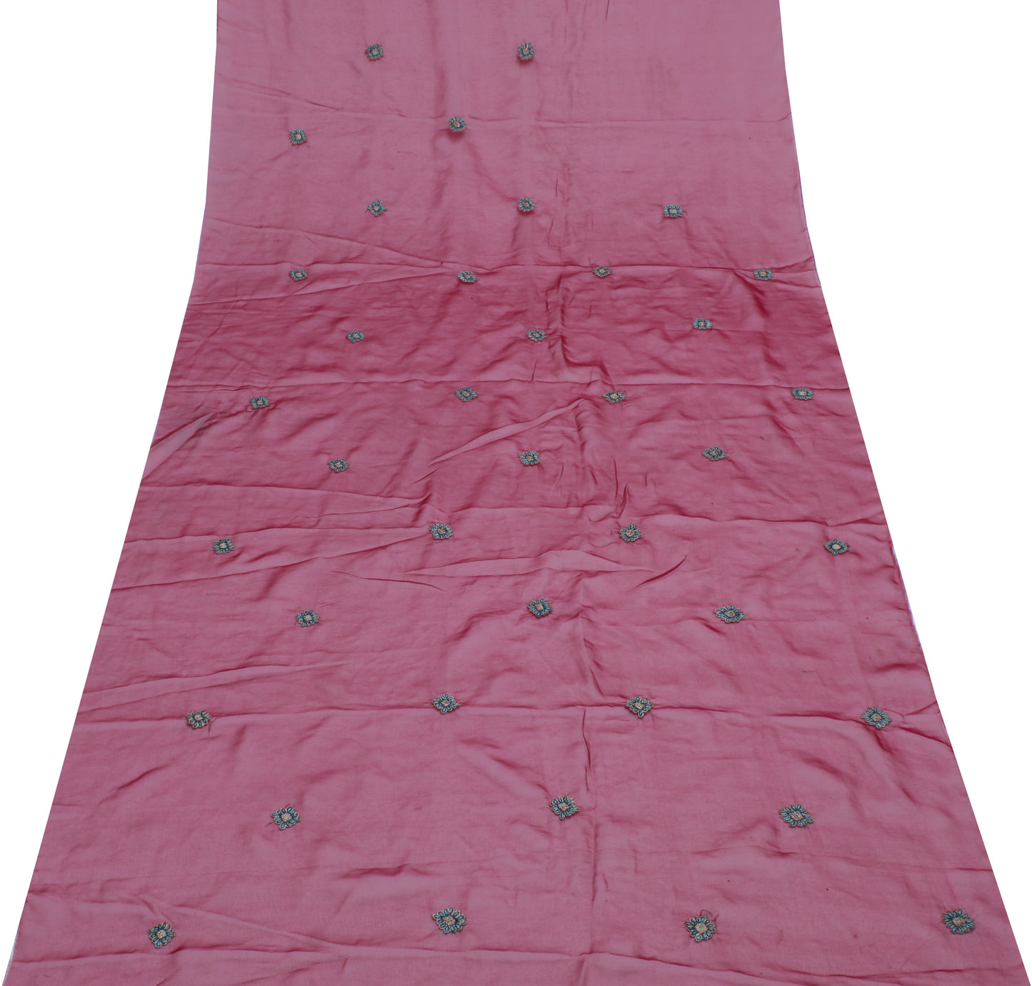 Sushila Vintage Sari Remnant Scrap Blend Georgette Embroidered Craft Fabric