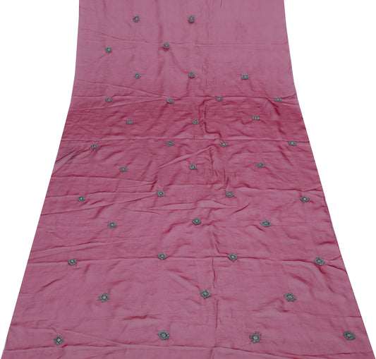 Sushila Vintage Sari Remnant Scrap Blend Georgette Embroidered Craft Fabric
