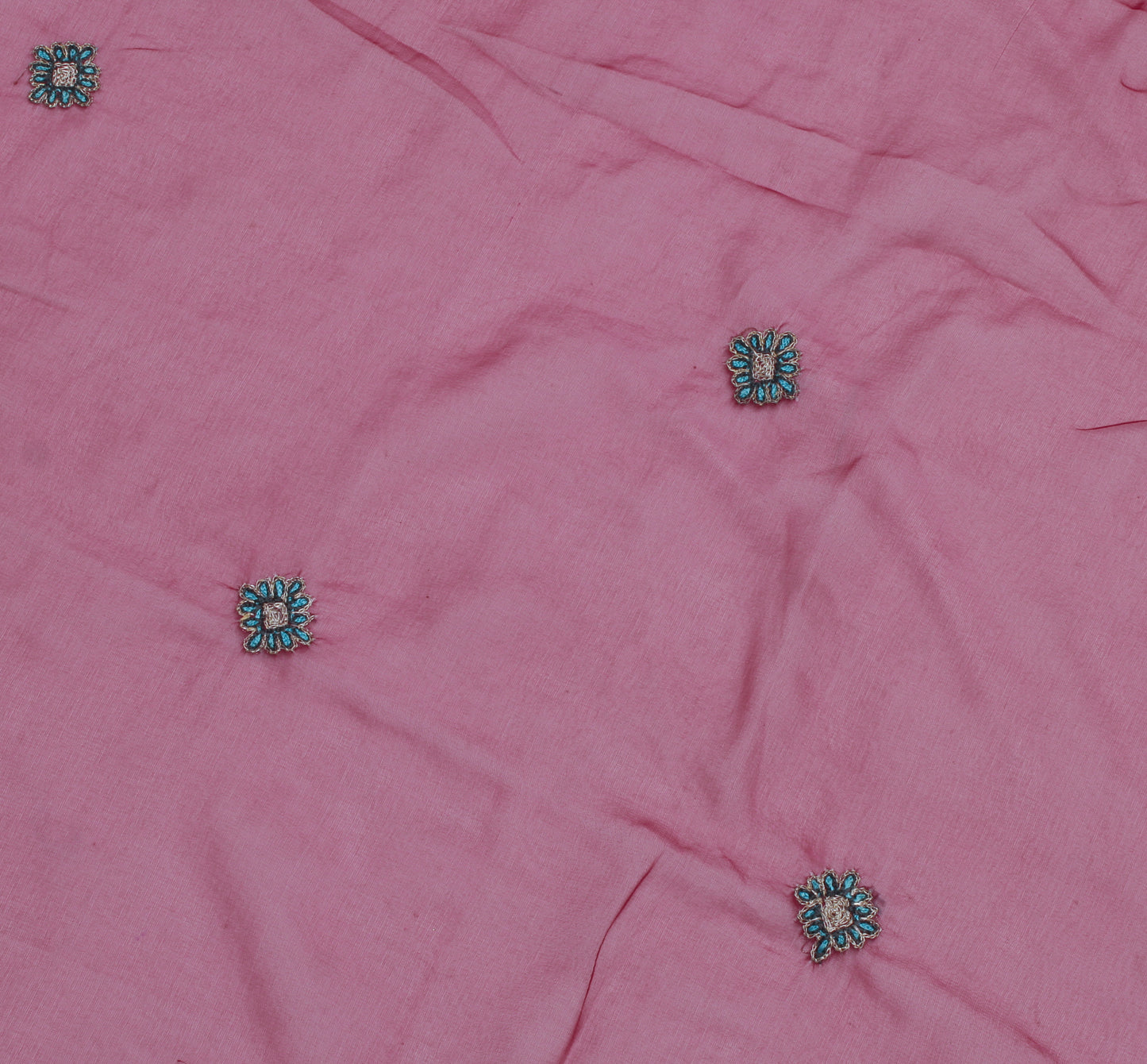 Sushila Vintage Sari Remnant Scrap Blend Georgette Embroidered Craft Fabric