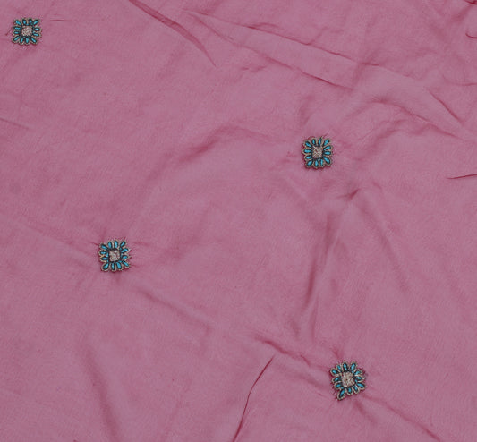 Sushila Vintage Sari Remnant Scrap Blend Georgette Embroidered Craft Fabric