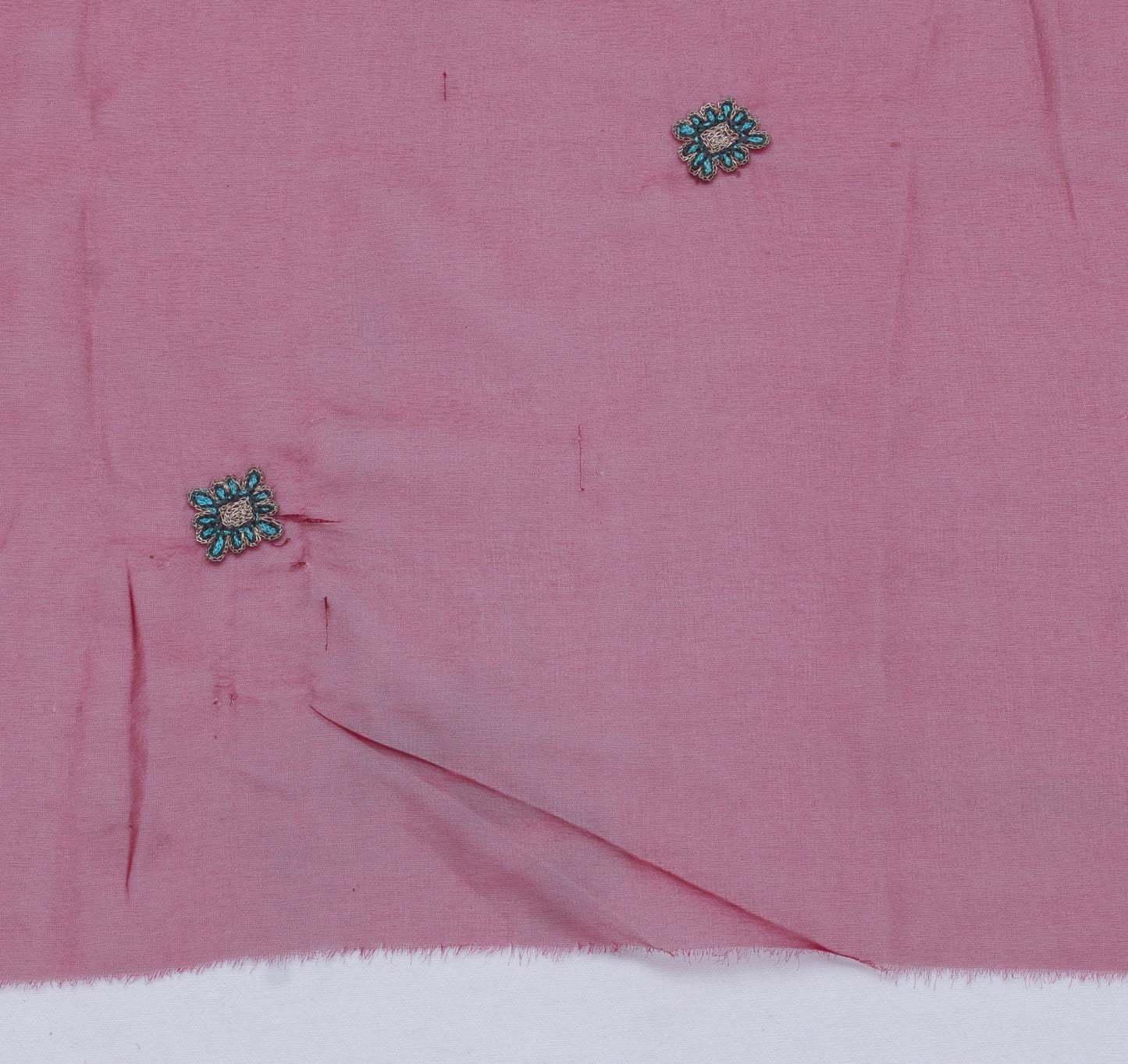 Sushila Vintage Sari Remnant Scrap Blend Georgette Embroidered Craft Fabric