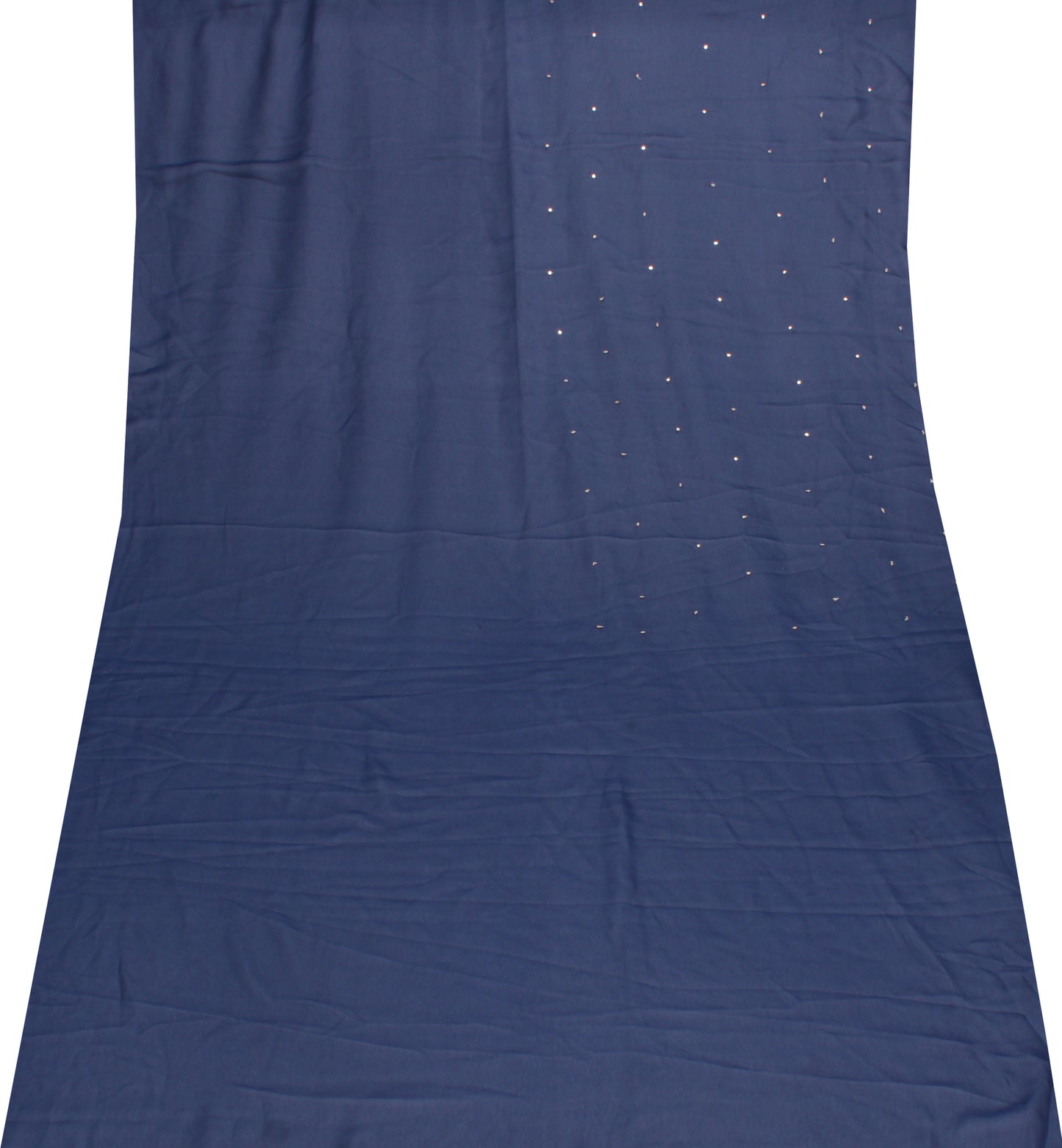 Sushila Vintage Blue Sari Remnant Scrap Blend Georgette Hand Beaded Craft Fabric