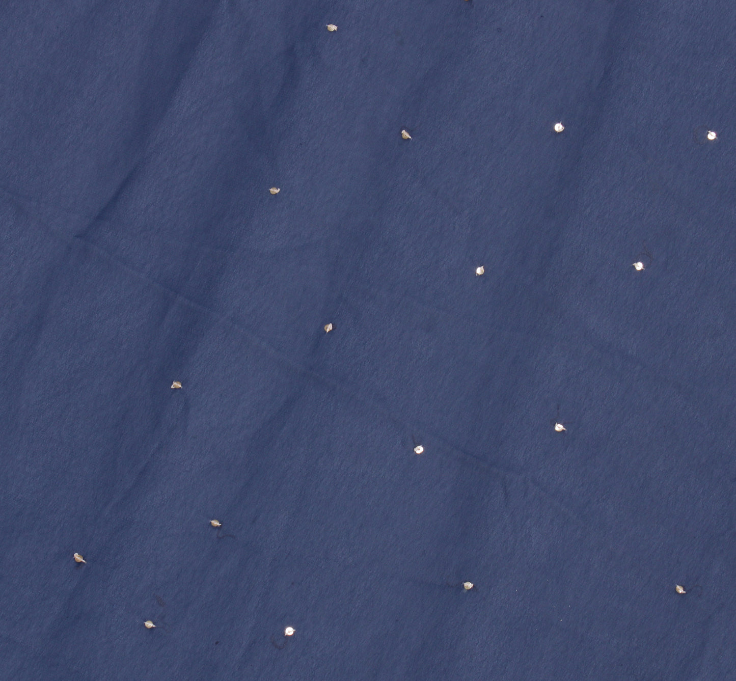 Sushila Vintage Blue Sari Remnant Scrap Blend Georgette Hand Beaded Craft Fabric