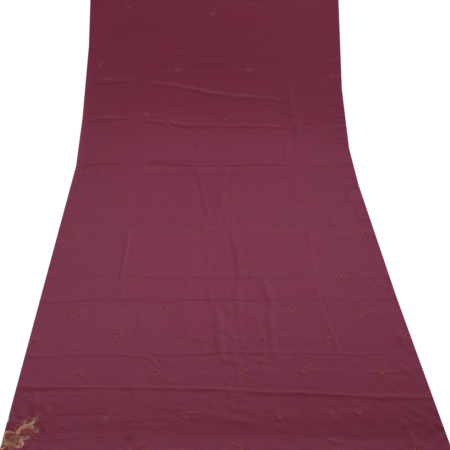 Sushila Vintage Sari Remnant Scrap Blend Crepe Hand Embroidered Craft Fabric