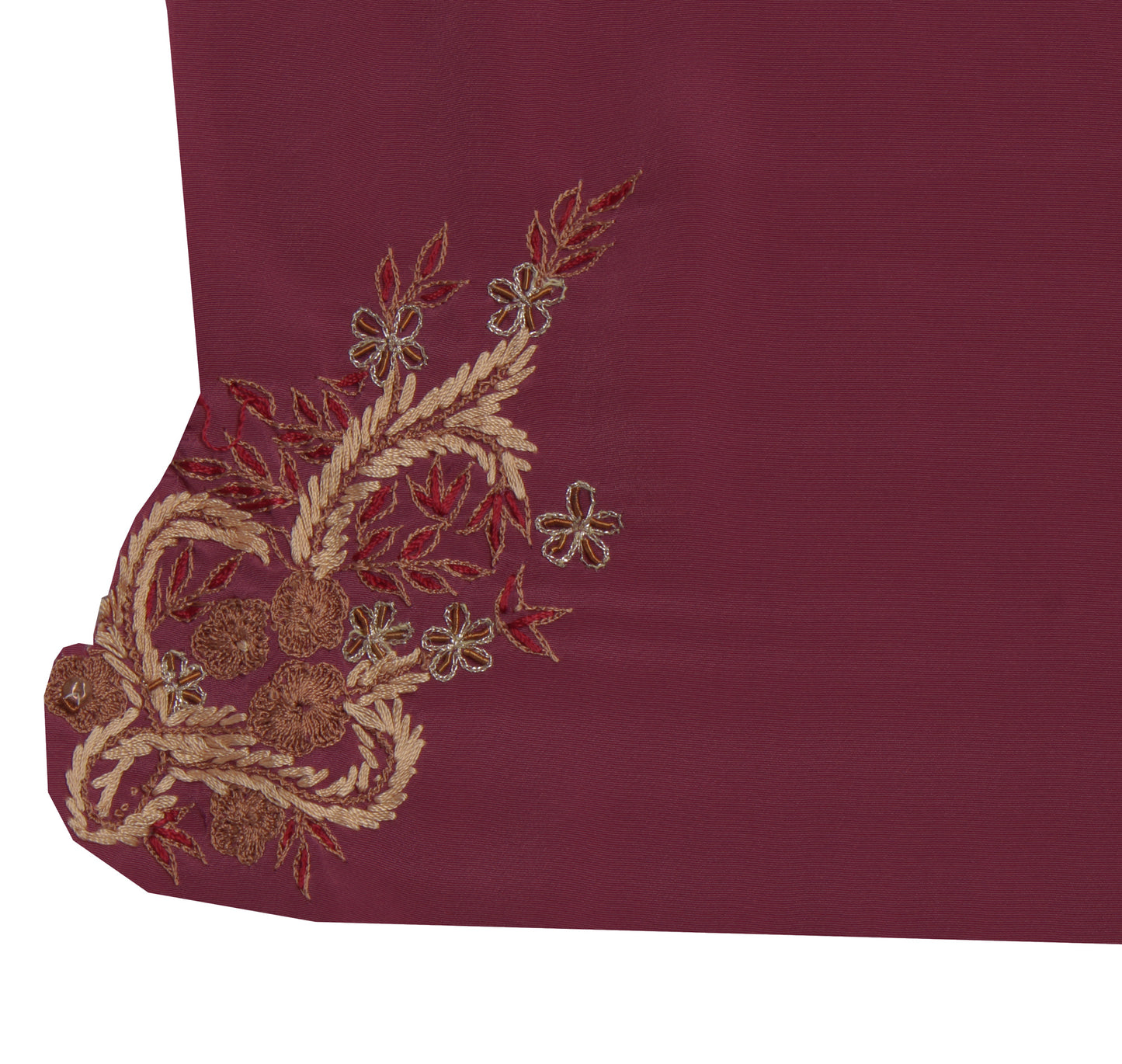 Sushila Vintage Sari Remnant Scrap Blend Crepe Hand Embroidered Craft Fabric