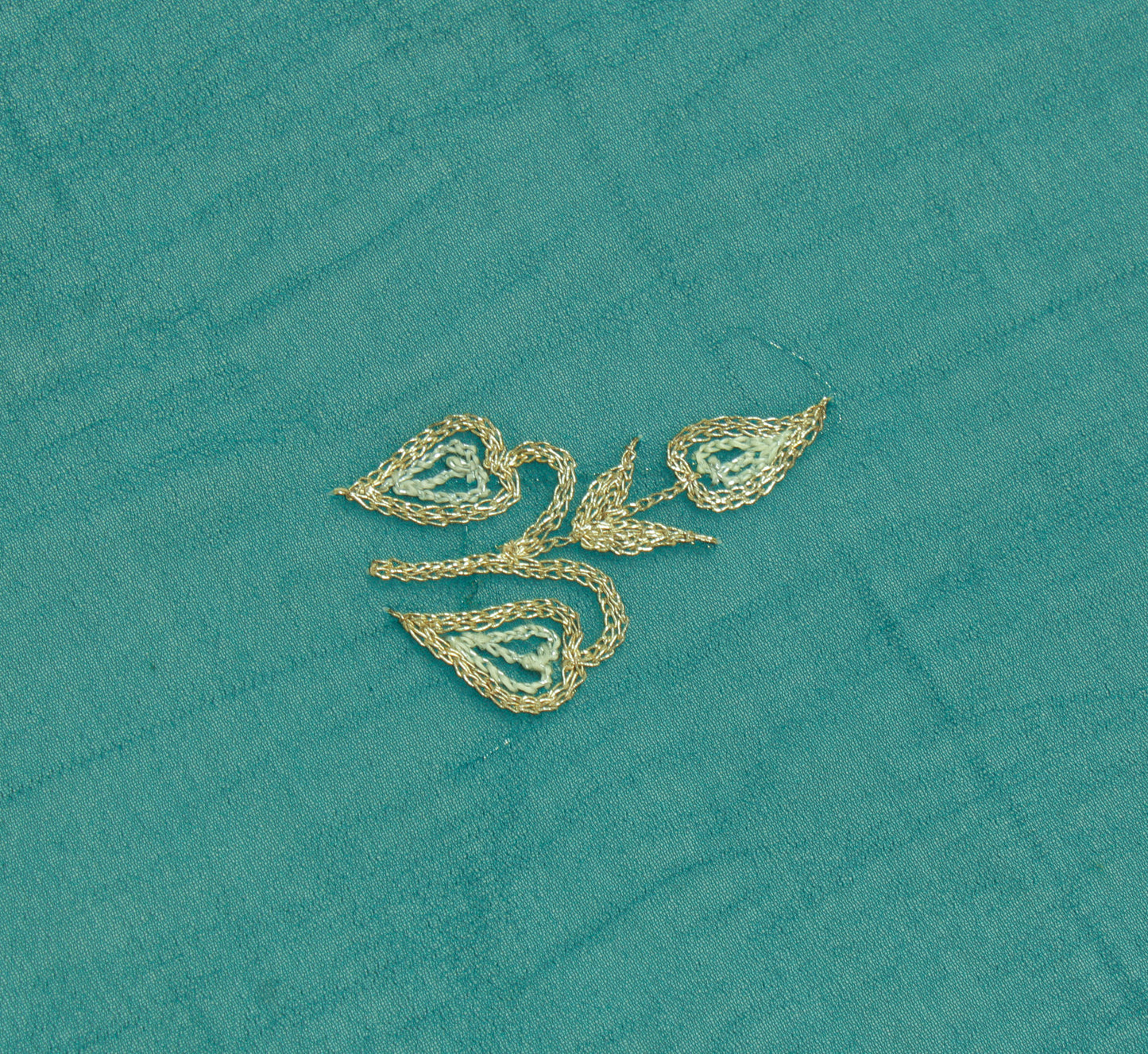 Sushila Vintage Green Sari Remnant Scrap Blend Georgette Embroidered Fabric