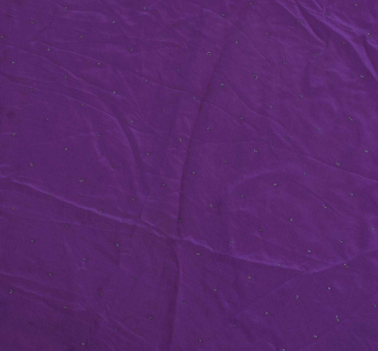 Sushila Vintage Purple Sari Remnant Scrap Pure Crepe Embroidered Craft Fabric