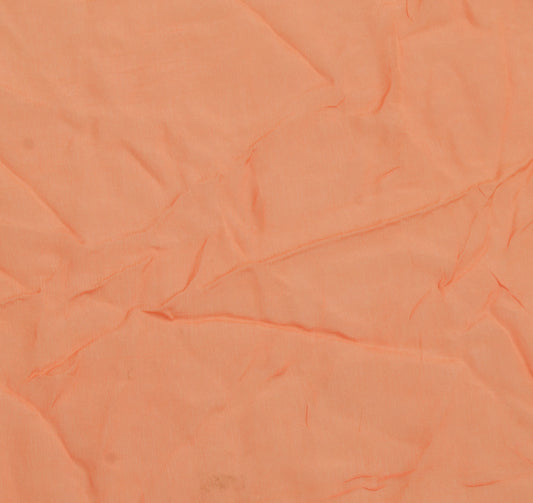 Sushila Vintage Peach Indian Sari Remnant Scrap Pure Georgette Silk Craft Fabric
