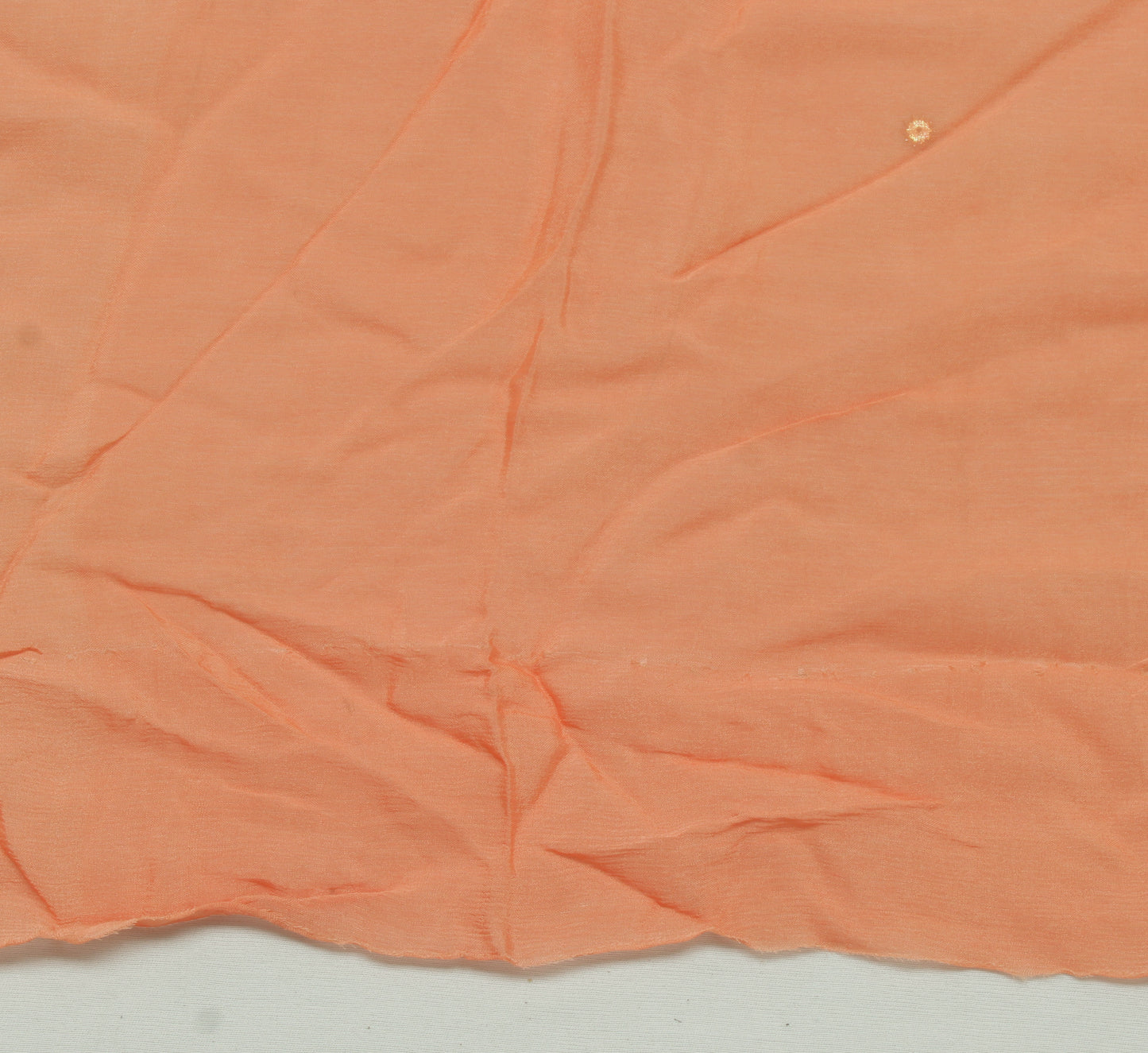 Sushila Vintage Peach Indian Sari Remnant Scrap Pure Georgette Silk Craft Fabric