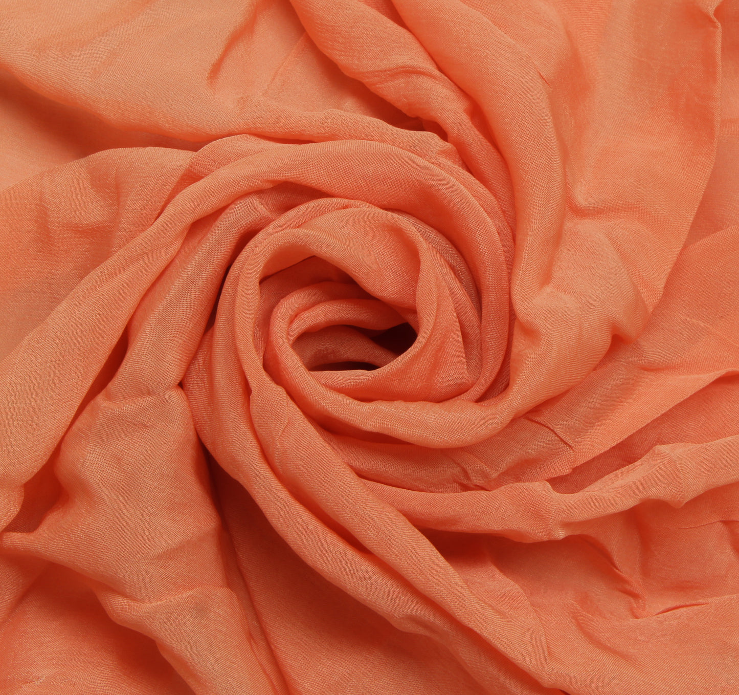 Sushila Vintage Peach Indian Sari Remnant Scrap Pure Georgette Silk Craft Fabric