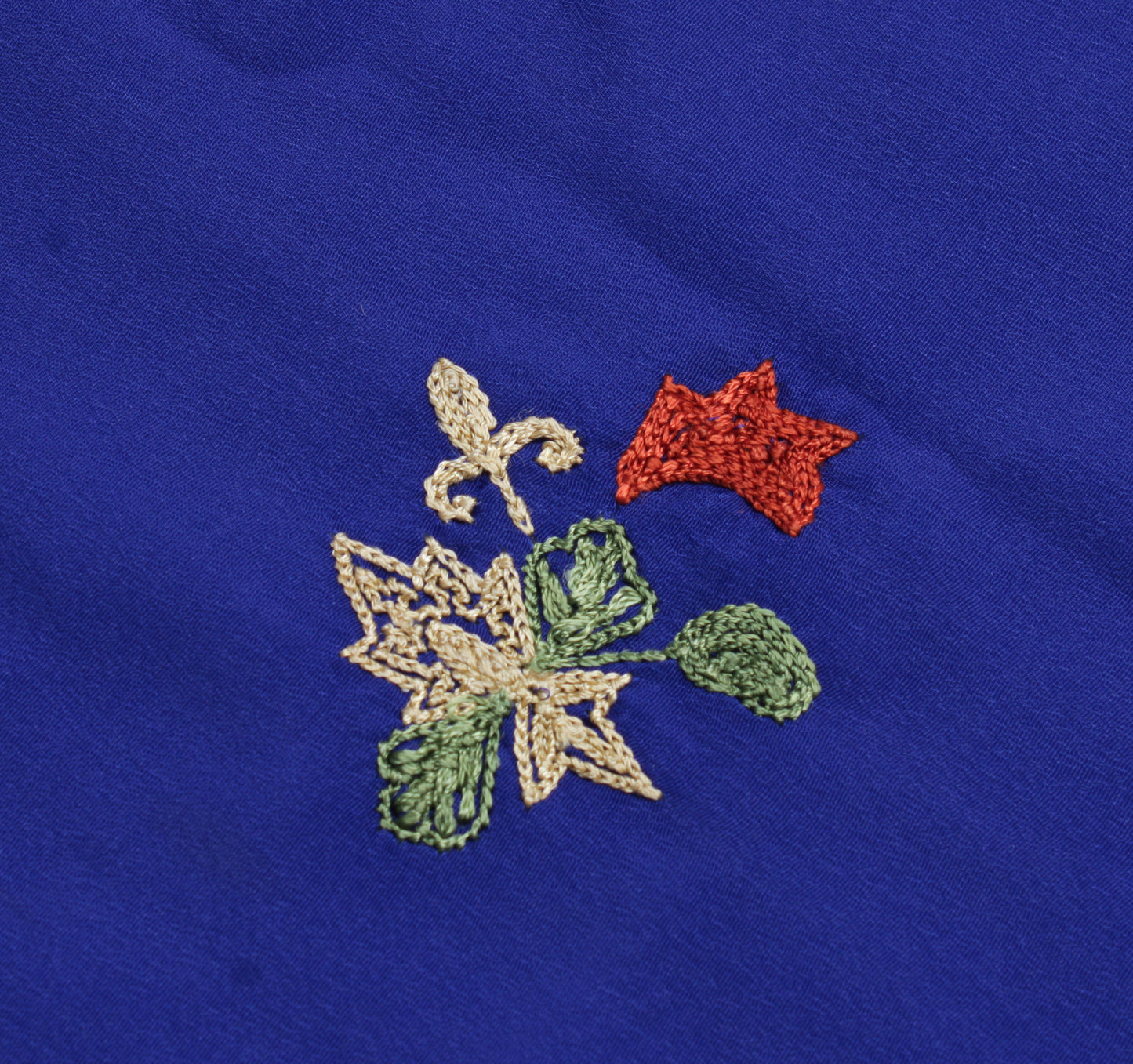 Sushila Vintage Blue Sari Remnant Scrap Blend Silk Hand Embroidered Craft Fabric