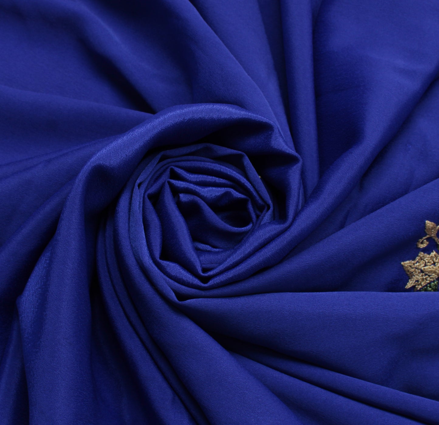 Sushila Vintage Blue Sari Remnant Scrap Blend Silk Hand Embroidered Craft Fabric