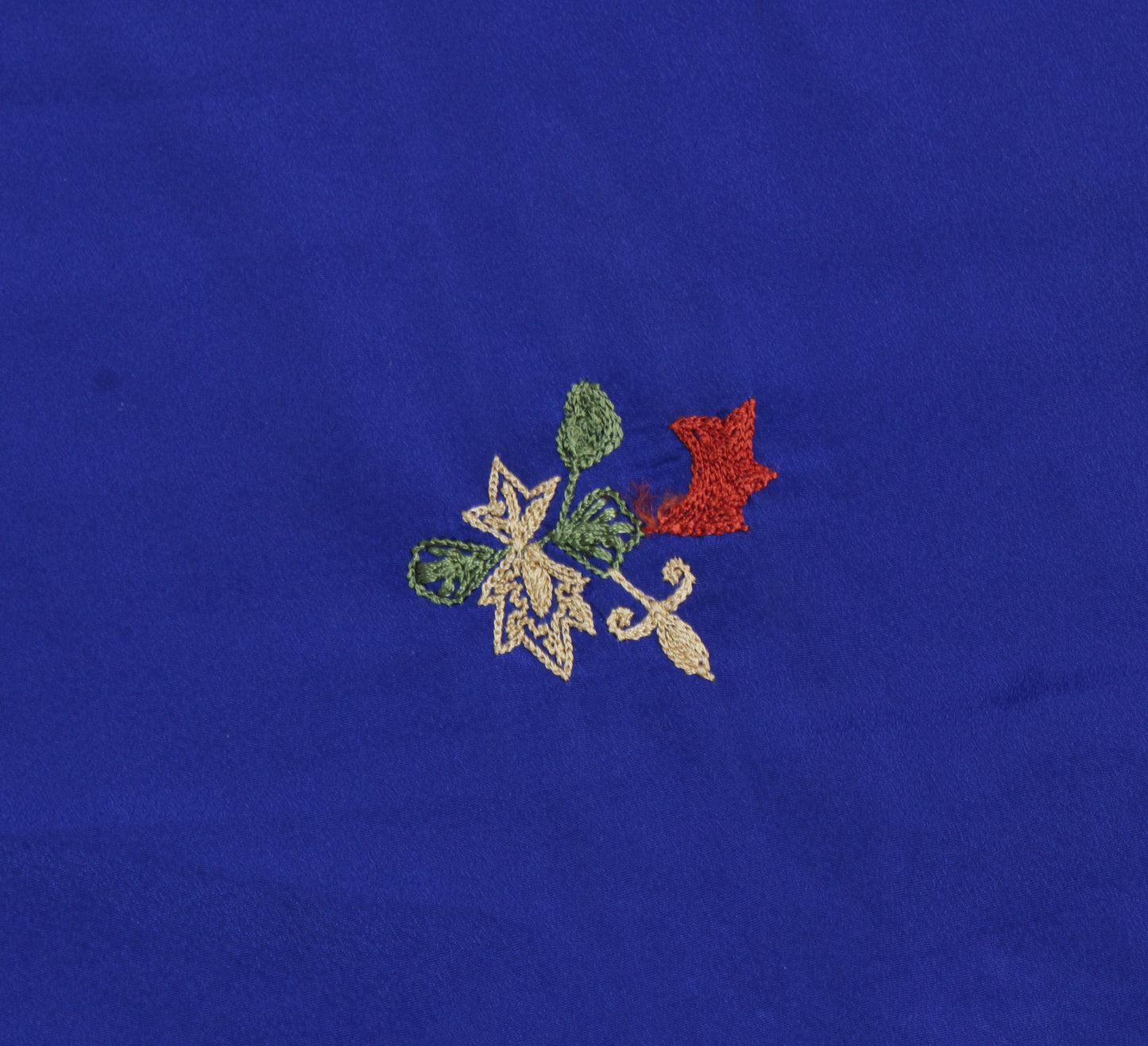 Sushila Vintage Blue Sari Remnant Scrap Blend Silk Hand Embroidered Craft Fabric